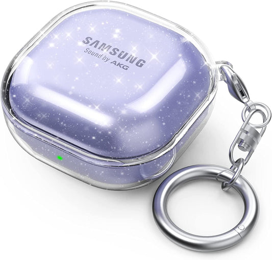 Ahastyle Compatible with Samsung Galaxy Buds 2 Pro Case/Galaxy Buds 2 Case/Galaxy Buds Pro Case/Galaxy Buds Live Case Transparent Cover [Anti-Yellowing] (Shine)  AHASTYLE   