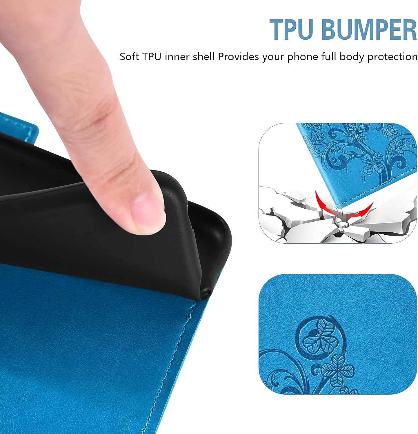 Asuwish Compatible with LG V35 Thinq V30 plus Wallet Case and Tempered Glass Screen Protector Flip Wrist Strap Credit Card Holder Cell Phone Cover for LGV30 LGV35 LG30 LG35 V 30 35 V30+ V30S H931 Blue  Asuwish   