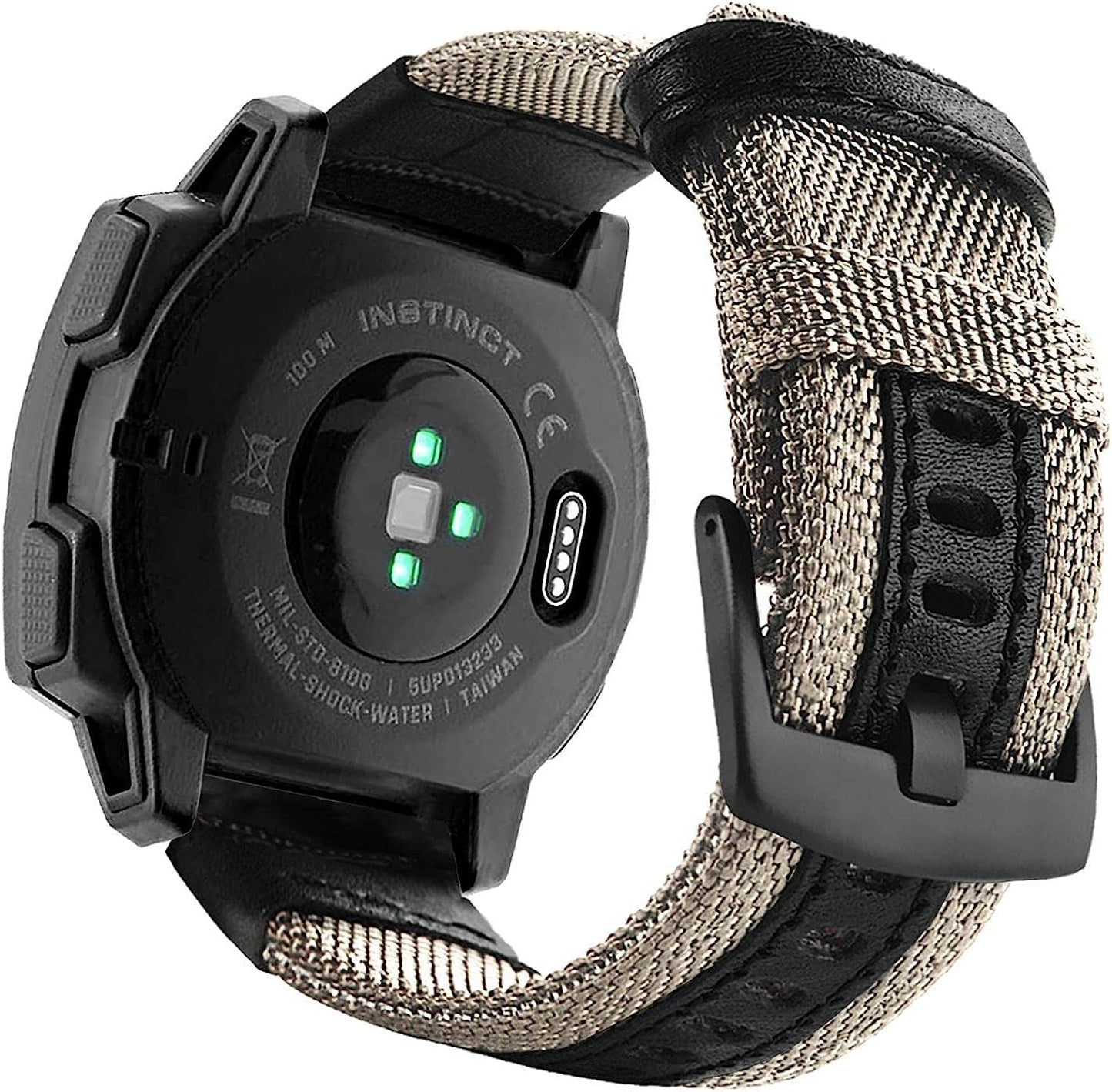 Abanen 22Mm Nylon Military Style Watch Bands for Garmin Instinct/Instinct 2 Solar, Woven Fabric Durable Wristband Strap for Garmin Instinct Tactical/Tide/Esports/Instinct Solar  Abanen Khaki  