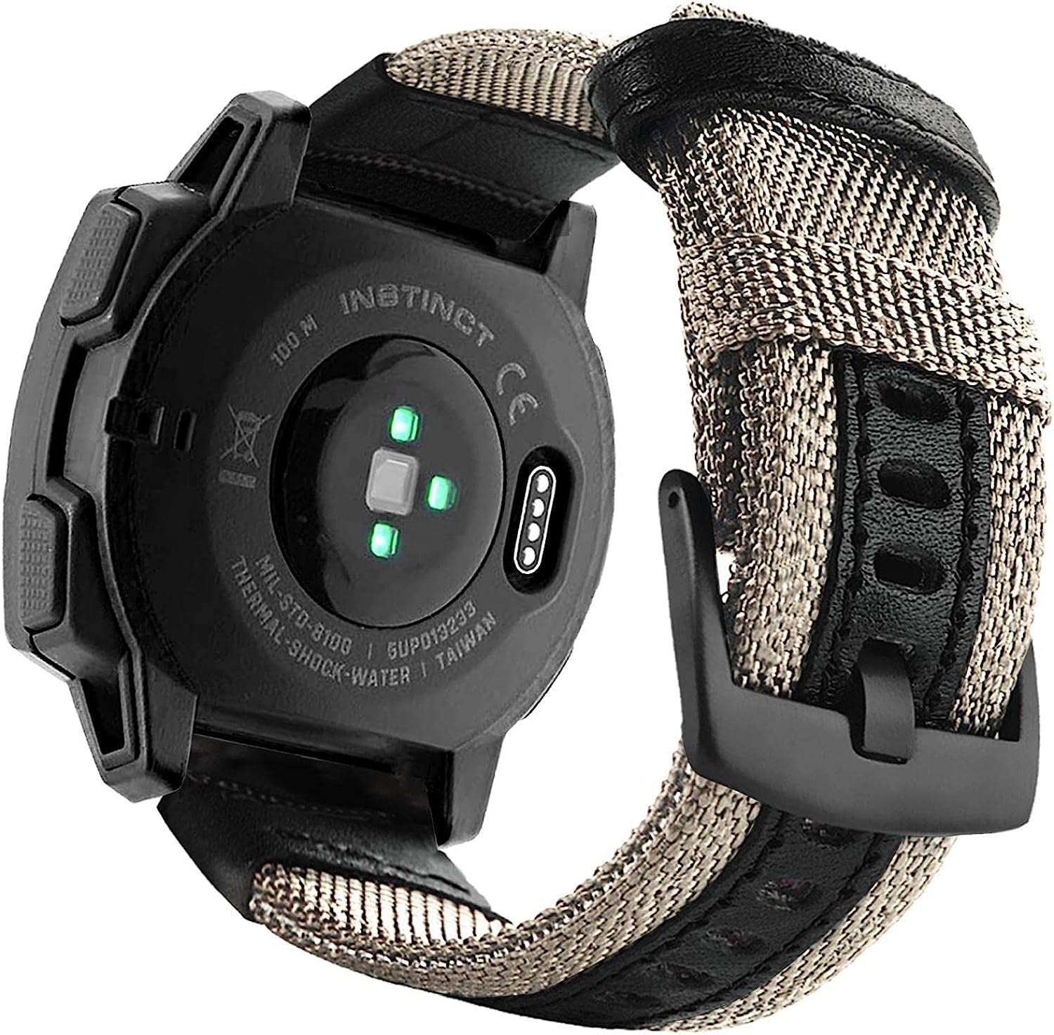 Abanen 22Mm Nylon Military Style Watch Bands for Garmin Instinct/Instinct 2 Solar, Woven Fabric Durable Wristband Strap for Garmin Instinct Tactical/Tide/Esports/Instinct Solar  Abanen Khaki  