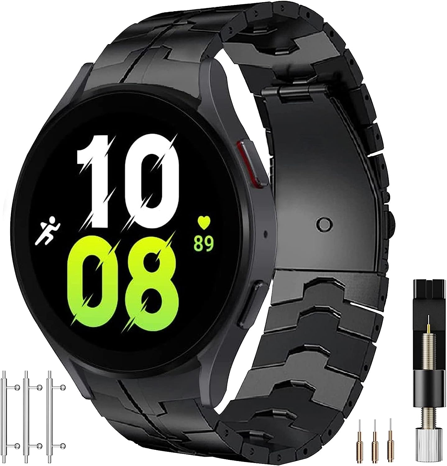 Miimall Compatible for Samsung Galaxy Watch 5 Pro 45Mm/Watch 5 &4 44Mm 40Mm/Watch 4 Classic 46Mm 42Mm Bands Metal, No Gap Stainless Steel Metal Wristband Band for Galaxy Watch 5/4 44Mm 40Mm(Black)  Miimall Black  