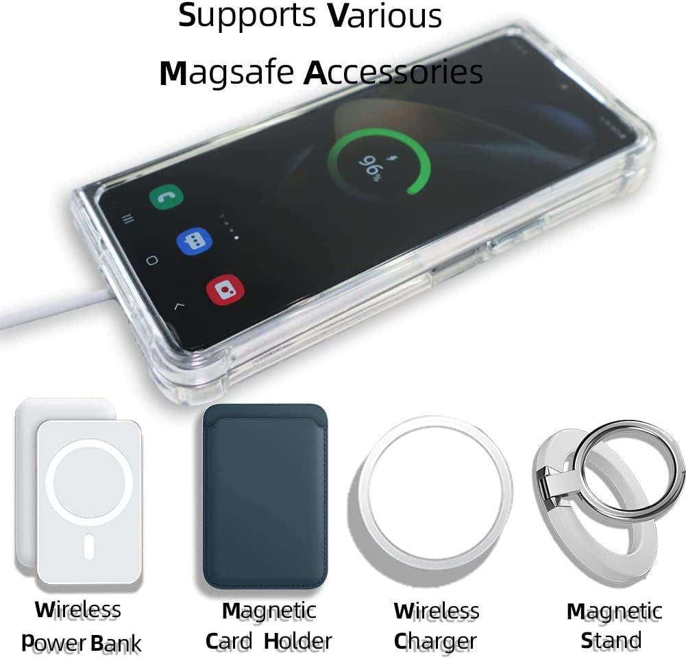 Ioifour for Samsung Galaxy Z Fold 4 Magnetic Clear Case, Compatible with Wireless Charger and Magsafe Card Wallet, Simplistic Transparent Shockproof and Drop-Proof Case  ioiFour   