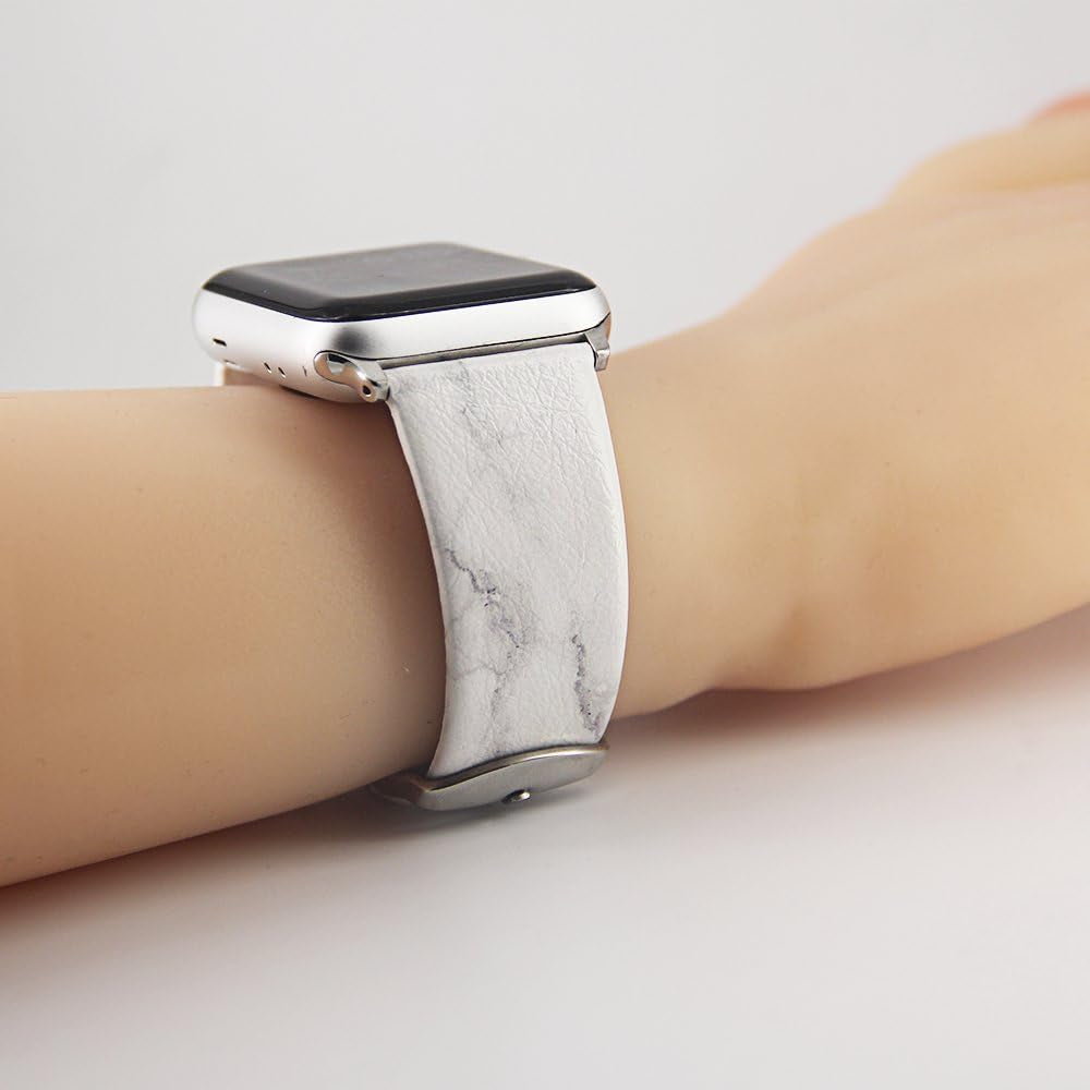 White Marble Replacement Band Compatible for Iwatch 42Mm/44Mm Pastel Bay Wrist Band PU Leather Strap Compatible for Apple Watch Smartwatch Series 8 7 6 5 4 3 2 1 SE Version  Pastel Bay   