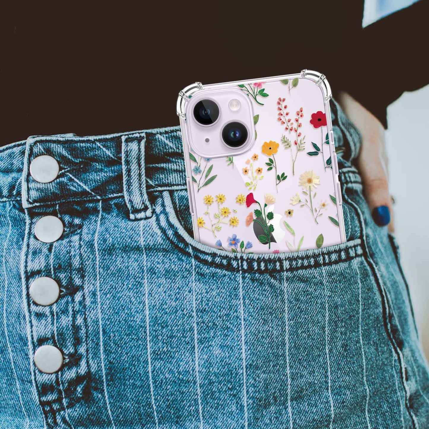 YOYORI Compatible with Iphone 14 Case with Screen Protector, Flower Pattern Design, Floral Clear Women Phone Case Shockproof Protective Soft TPU Bumper Cover 6.1 Inch 2022(Flowers and Plants)  YOYORI   