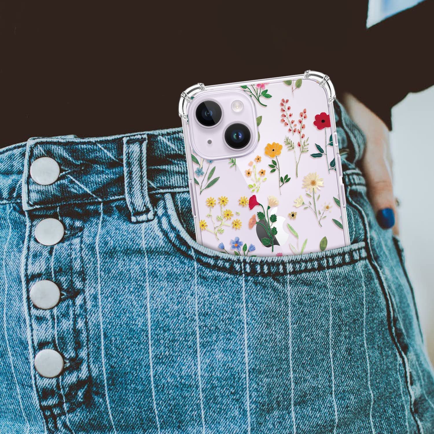 YOYORI Compatible with Iphone 14 Case with Screen Protector, Flower Pattern Design, Floral Clear Women Phone Case Shockproof Protective Soft TPU Bumper Cover 6.1 Inch 2022(Flowers and Plants)  YOYORI   