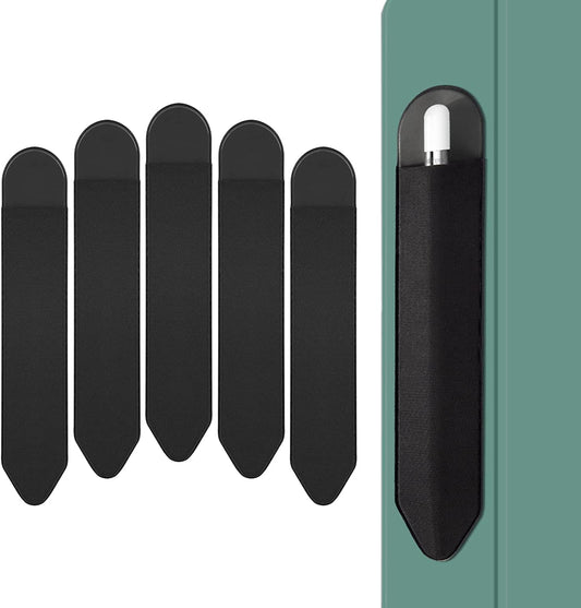 XLDLQU Apple Pencil Holder, 5 Pack Durable Elastic Apple Pencil (1St and 2Nd Gen) Case Pocket, Adhesive Sleeve Pouch for Ipad 8.3/9.7/10.2/10.5/11/12.9 Inch (Black Black)  XLDLQU   
