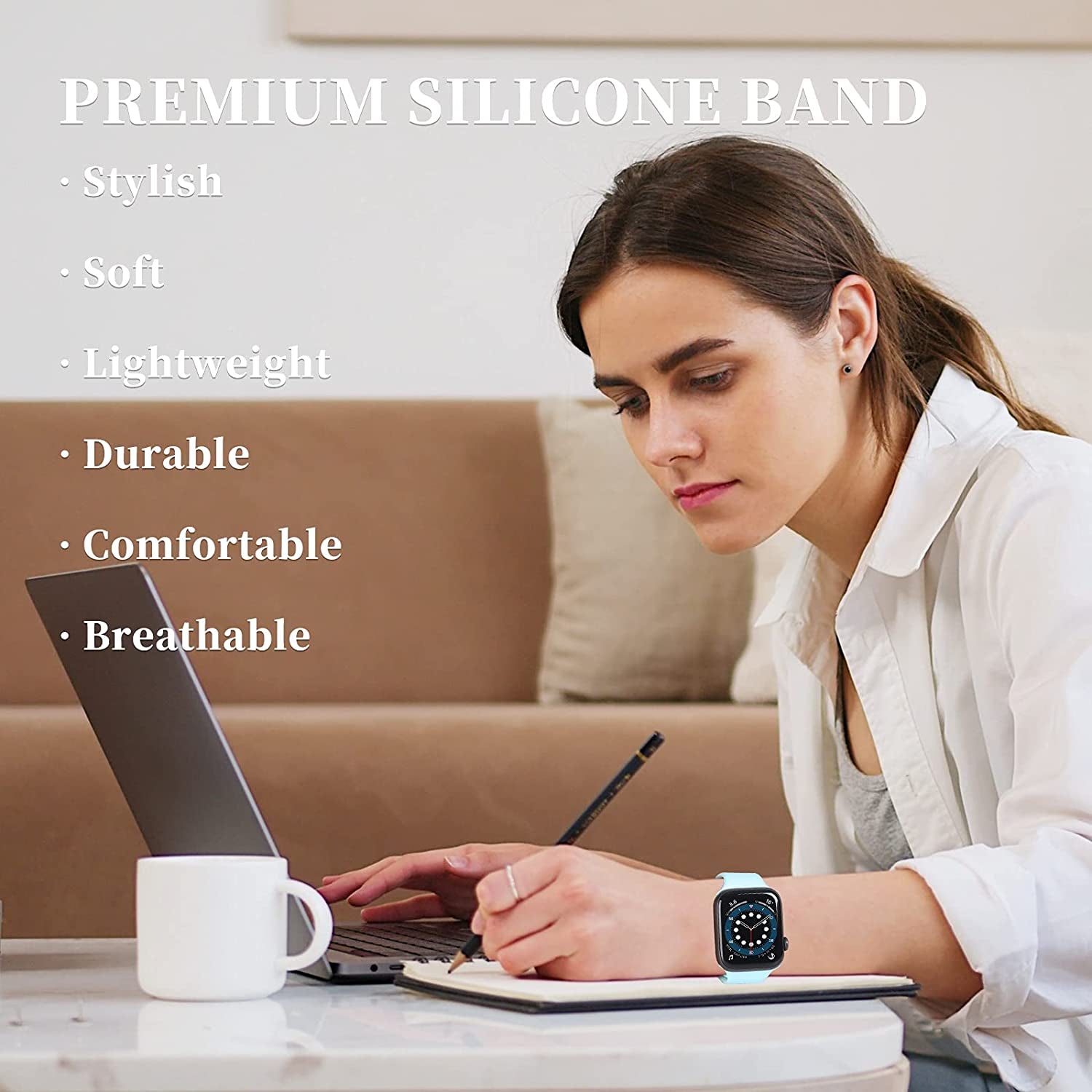 Upgrade Bands Compatible with Apple Watch Band 42Mm 44Mm 45Mm for Women Men-Soft Silicone Replacement Sport Watch Strap for Iwatch SE Series 7 6 5 4 3 2 1-Wristband  Gleiven   