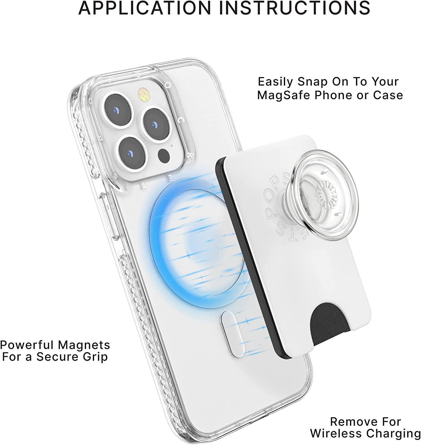 Popsockets Phone Wallet with Expanding Grip, Phone Card Holder, Wireless Charging Compatible, Wallet for Magsafe - White Clear  PopSockets   