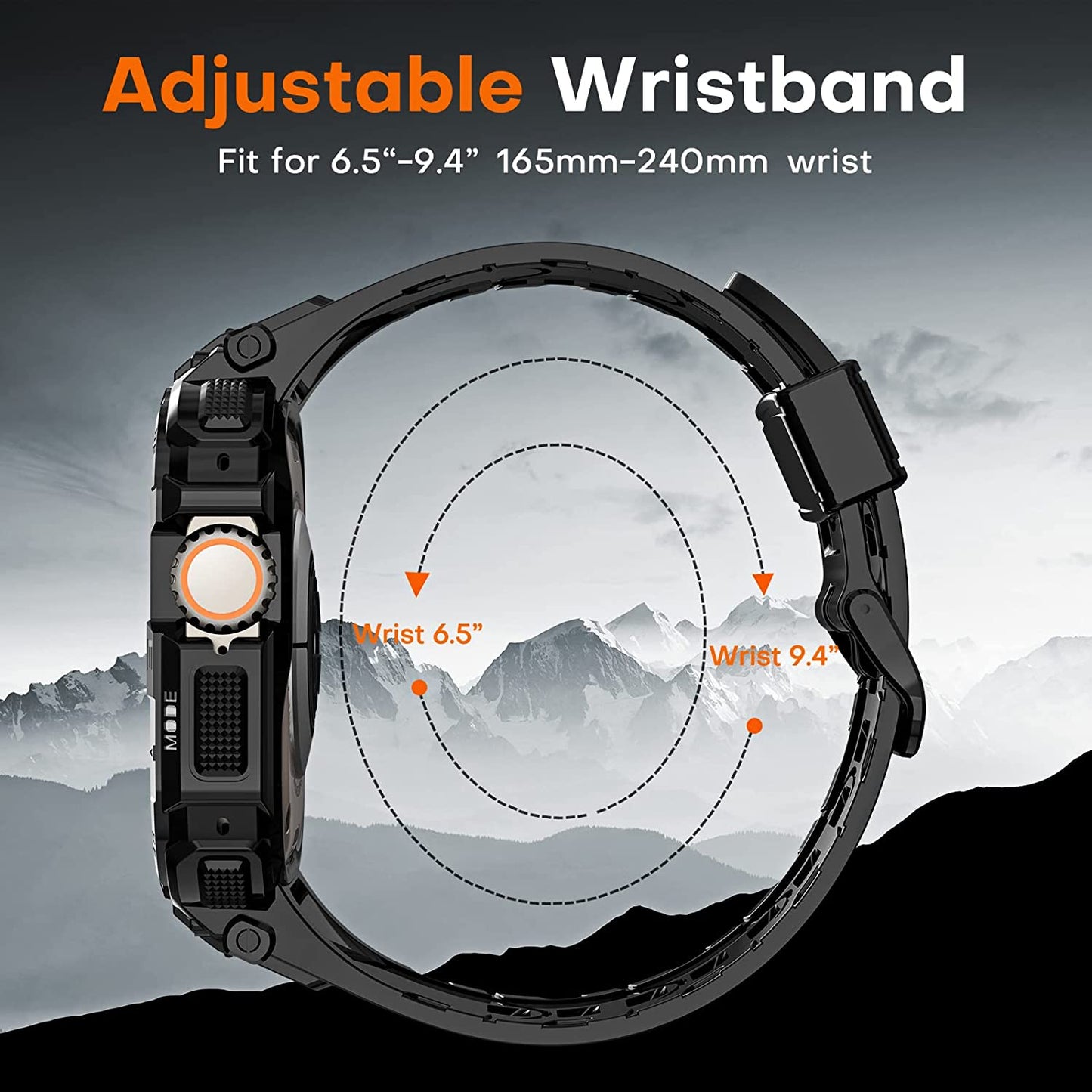 TAURI Bands with Bumper Case Compatible for Apple Watch Ultra 49Mm, [Upgraded Sport Series Design] Adjustable Rugged Cover Strap with Powerful Shockproof for Iwatch Ultra 49Mm, Men Black  TAURI   