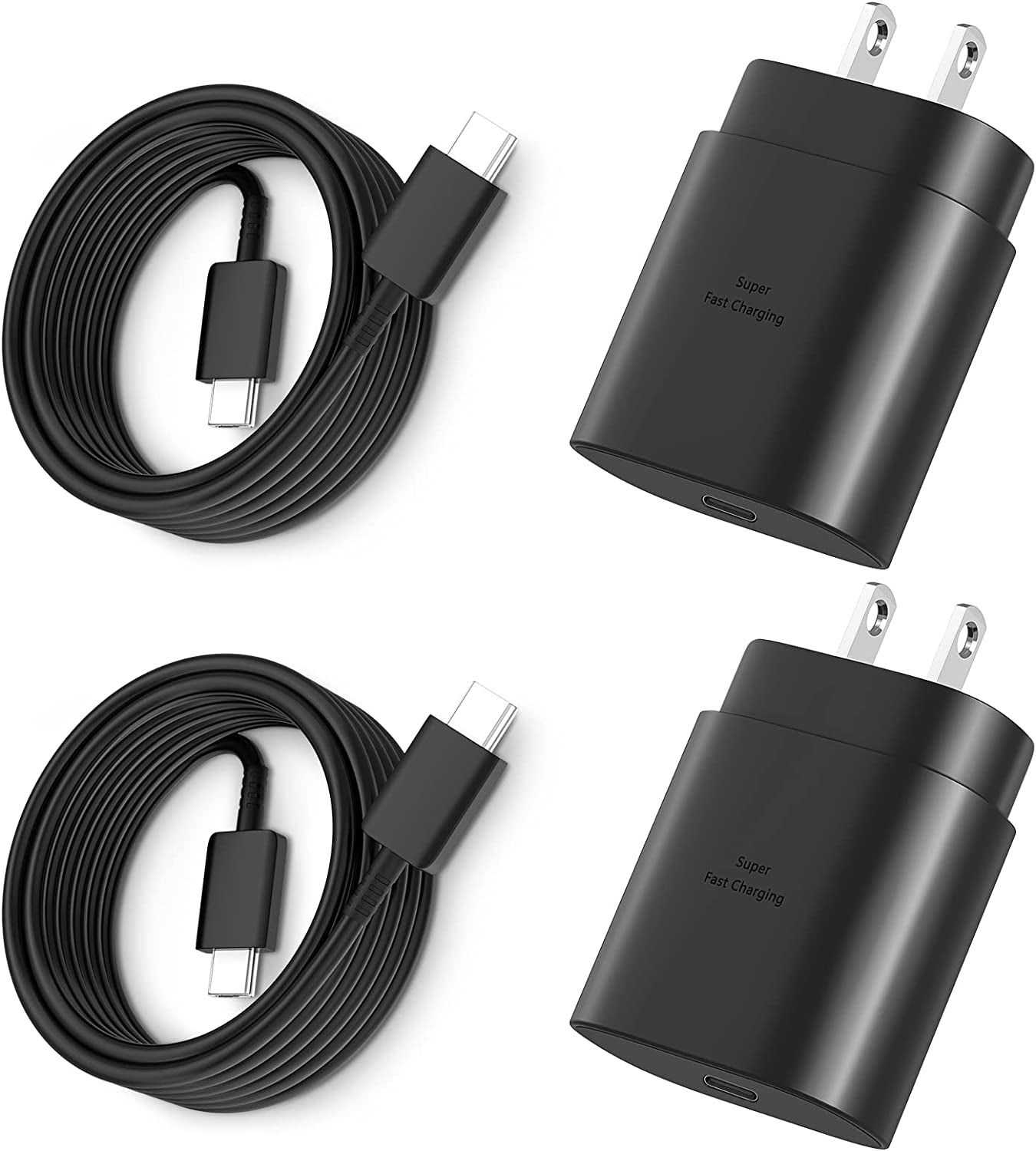 Super Fast Charger Type C, 25W USB C Wall Charger for Samsung Galaxy S23 Ultra/S23/S23+/S22/S22 Ultra/S22+/S21 Ultra/S20 Ultra/Note 20/Note 10/Z Fold 3 with 10FT Cable 2Pack  SHENZHEN XUAN YANG TECHNOLOGY CO LTD Black 6FT 