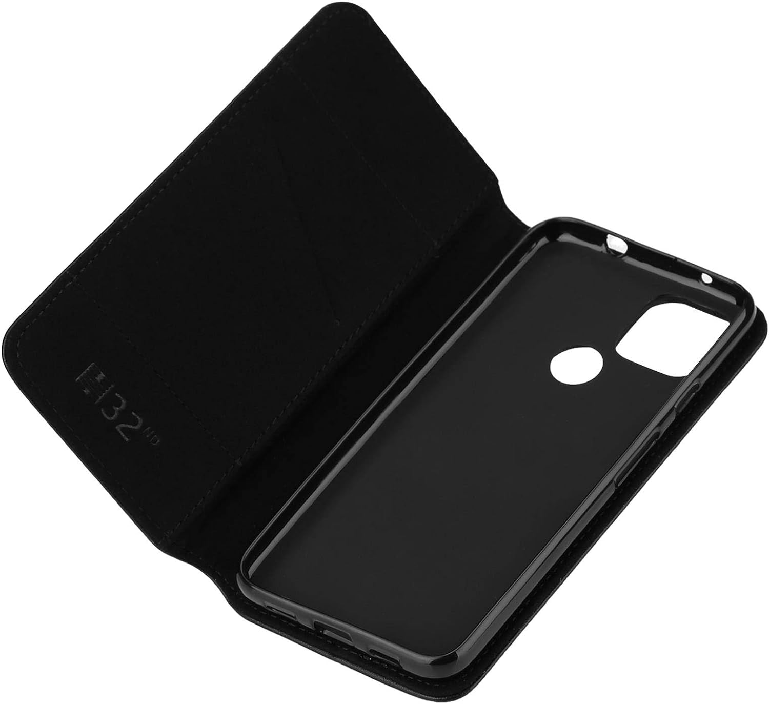 32Nd Classic Series 2.0 - Real Leather Book Wallet Case Cover for Google Pixel 4A 5G, Real Leather Design with Card Slot, Magnetic Closure and Built in Stand - Black  32nd   