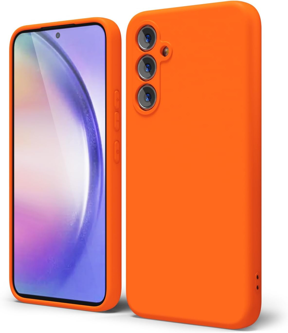 Oakxco for Samsung Galaxy A53 Phone Case Liquid Silicone, Cute Thin Slim Soft Rubber TPU Plain Smooth Gel Cover for Women Girl, Matte Solid Protective & Shockproof, Black  oakxco Neon Orange A54 