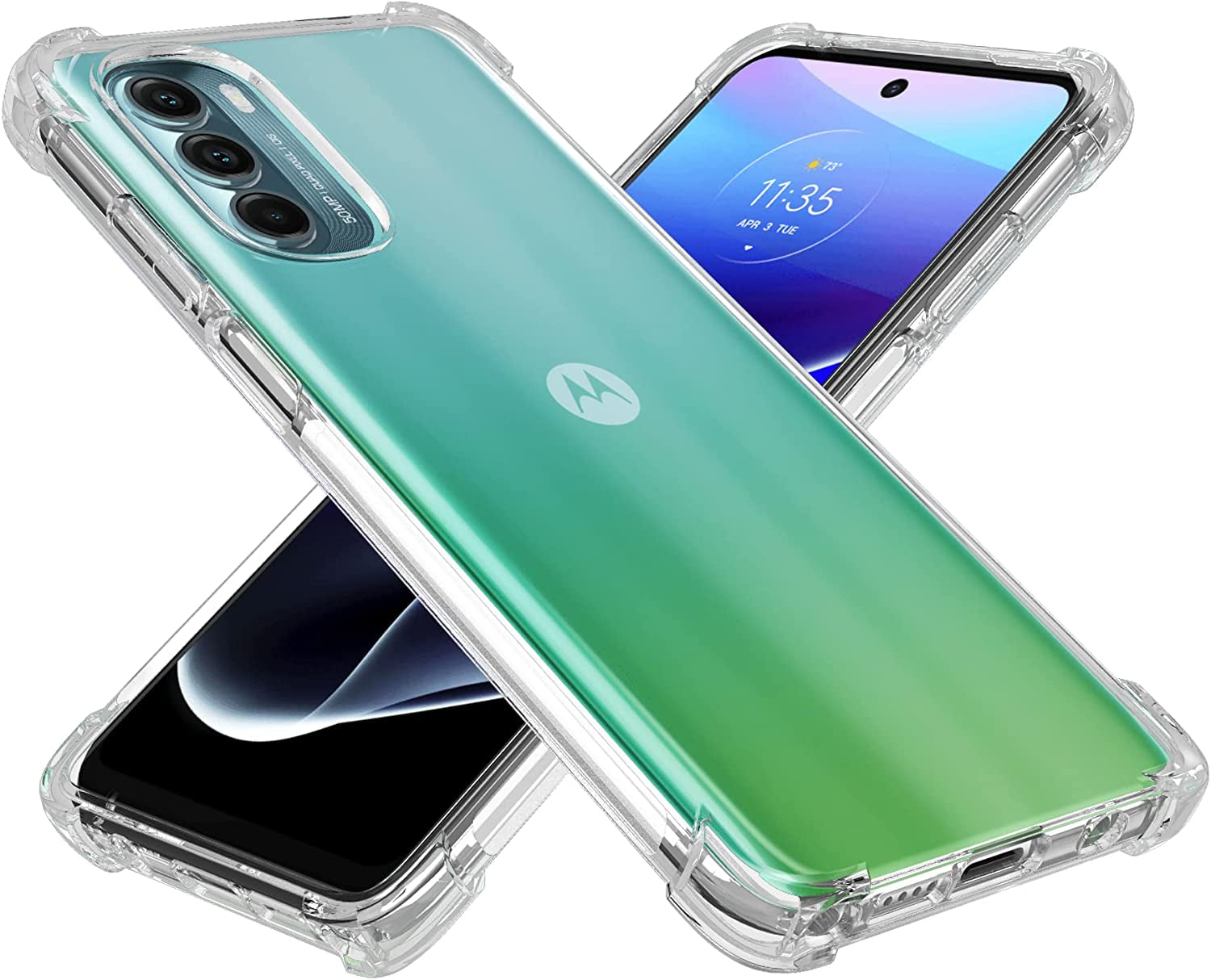 Cresee Crystal Clear Cover with Reinforced Corner Bumper Slim Fit Shockproof Flexible TPU Phone Case for Motorola Moto G Stylus 5G (2022) Transparent  Cresee   