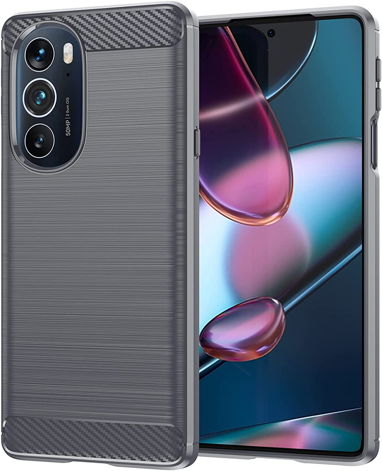 For Motorola Edge 2022 Case, Moto Edge 2022 Case with HD Screen Protector, Fashion Non-Slip Shock-Absorption Flexible TPU Bumper Soft Rubber Protective Phone Case Cover for Motorola Edge 2022, Gray  JINZHI Inc Gray Motorola Edge Plus 2022 