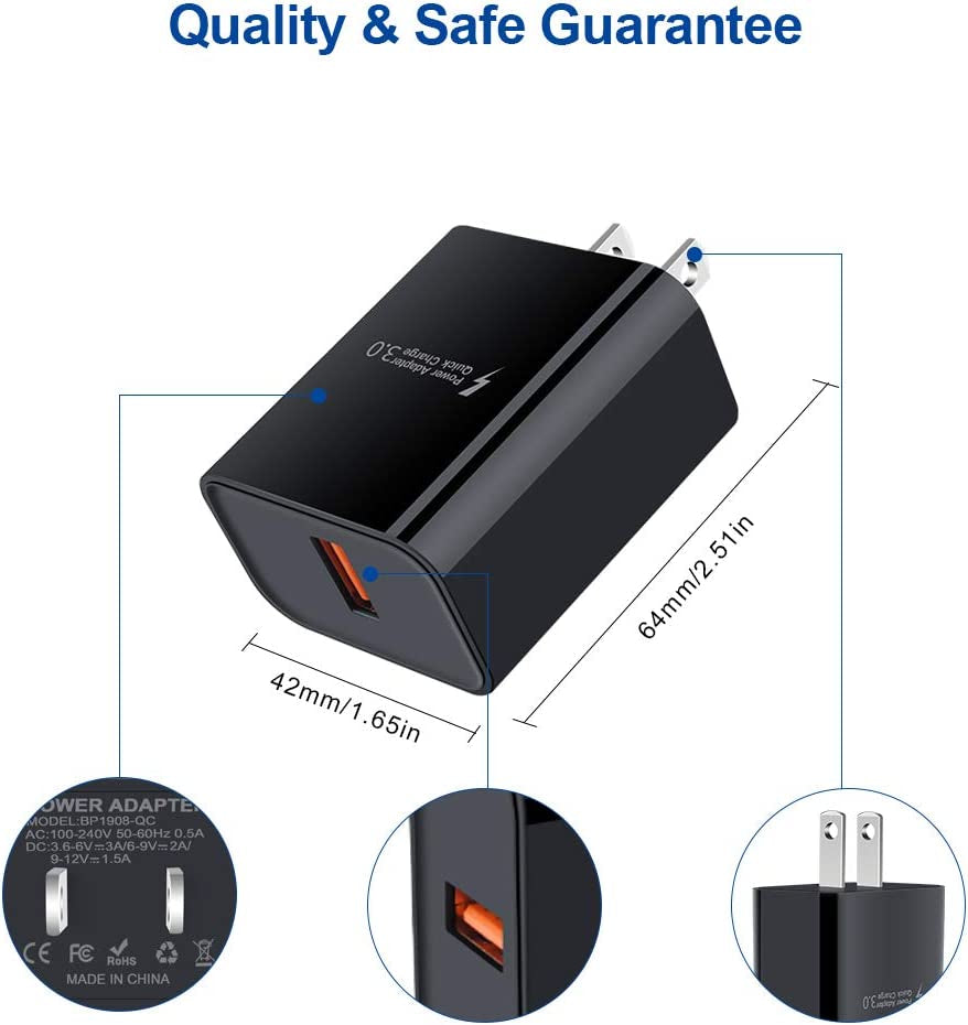 Micro USB Charger,Android Fast Charger,Quick Charger 3.0 USB Fast Wall Charger Plug Micro USB Cable for Motorola Moto E E5 E4 Plus/Play,E5 Supra,G5 G5S G4 Plus/Play,G6 Play/Forge,Moto Droid Turbo 2  Shenzhen Putuo Technology Co., Ltd   