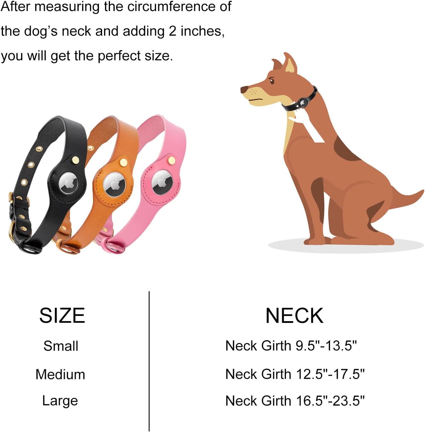 JIPIMON Leather Airtag Dog Collar, Prevents Loss Adjustable Comfortable Genuine Leather Apple Airtag Dog Collar (Small, Black)  JIPIMON   