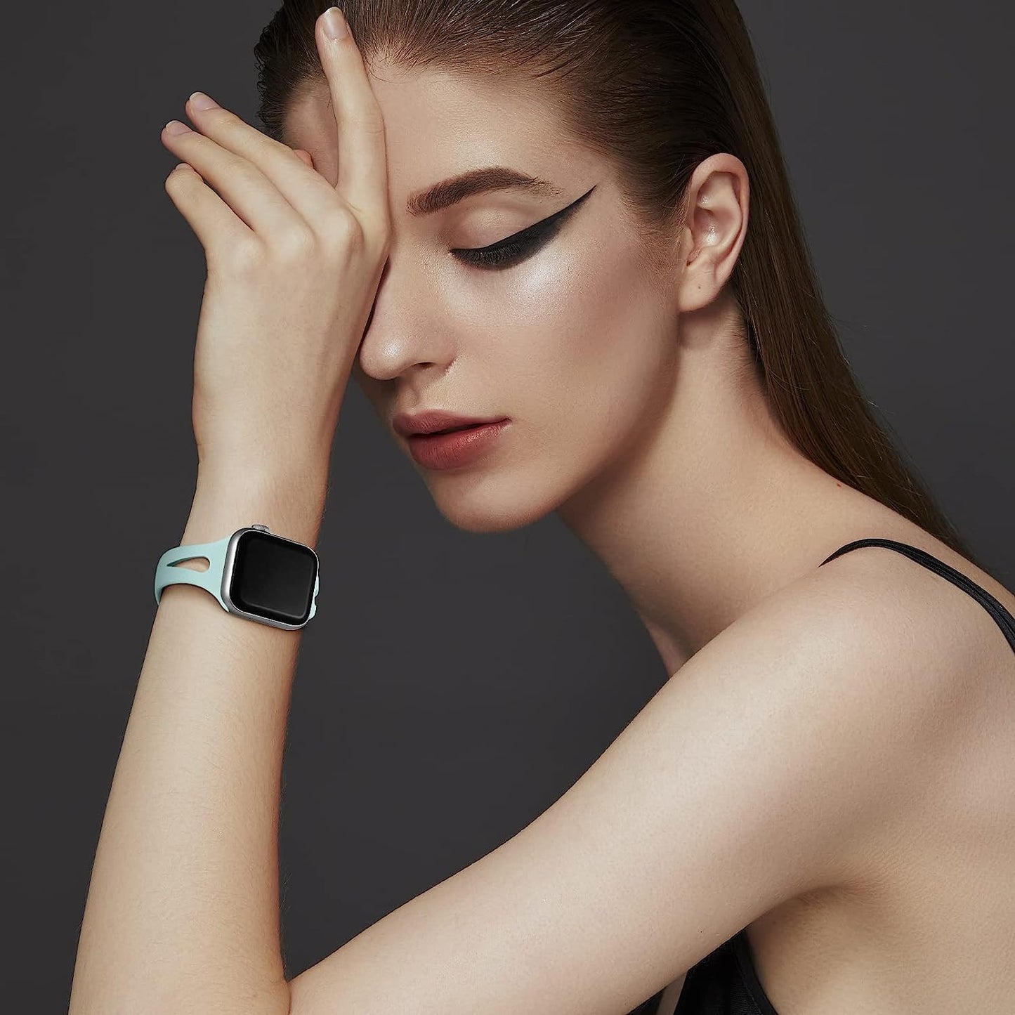 Getino Compatible with Apple Watch Band 40Mm 38Mm 41Mm Iwatch Series 8 7 6 5 4 3 2 1 SE for Women Men, Stylish Durable Silicone Slim Sport Watch Bands, 4 Pack, Cyan/Lake Blue/Starlight/Grayish Purple  Getino   