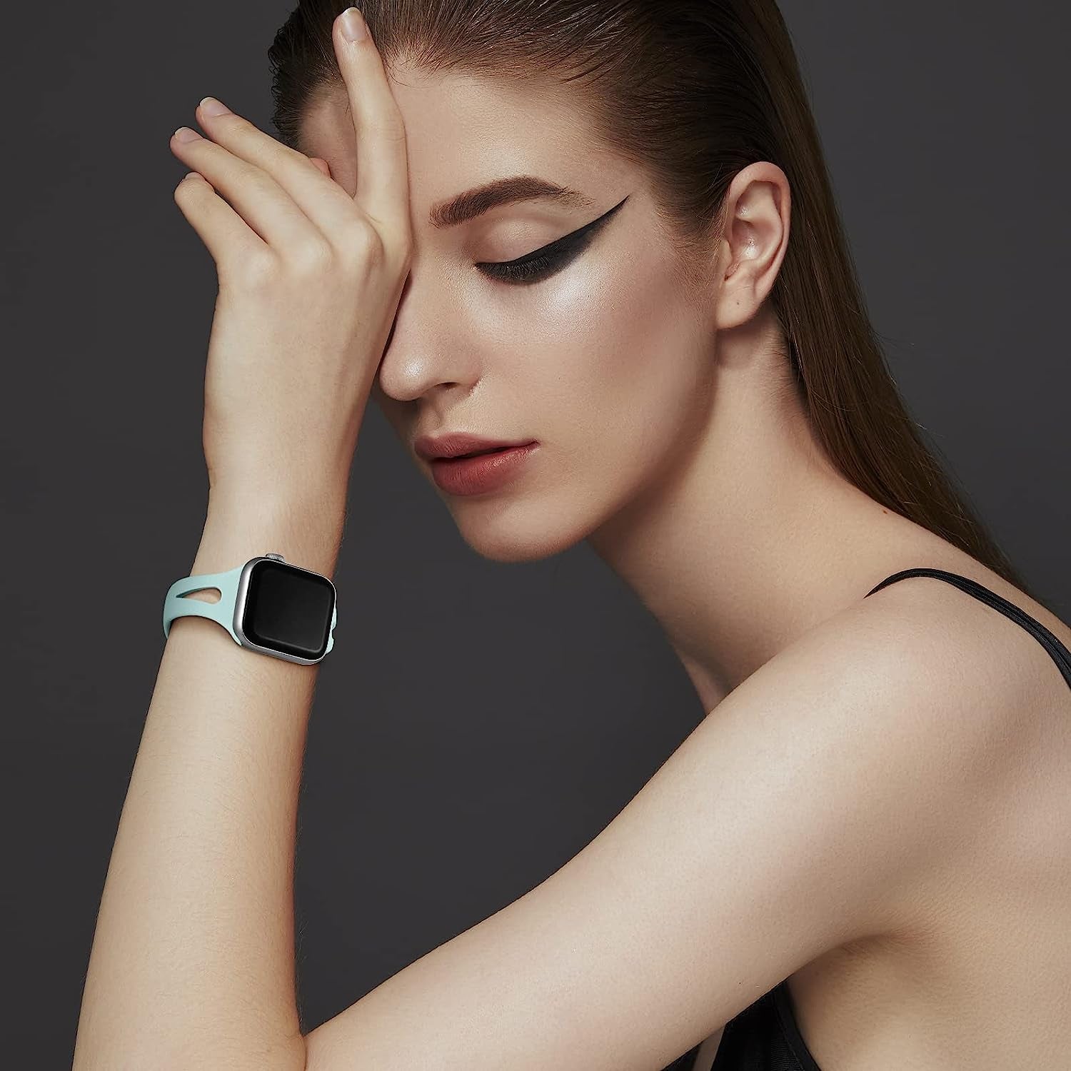 Getino Compatible with Apple Watch Band 40Mm 38Mm 41Mm Iwatch Series 8 7 6 5 4 3 2 1 SE for Women Men, Stylish Durable Silicone Slim Sport Watch Bands, 4 Pack, Cyan/Lake Blue/Starlight/Grayish Purple  Getino   