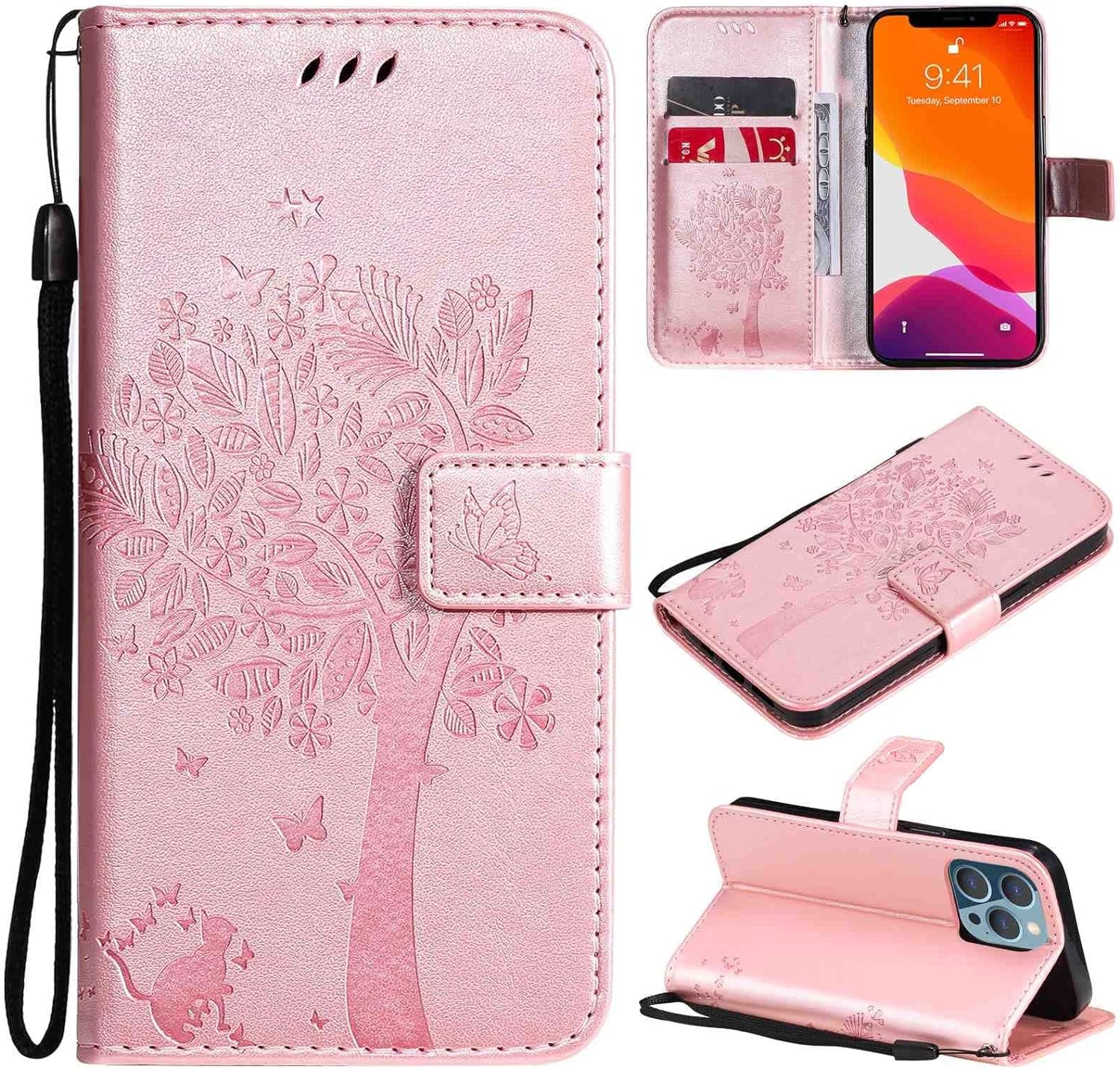 Fansipro Phone Cover Wallet Folio Case for LG G7 THINQ, Premium PU Leather Slim Fit Cover for G7 THINQ, 2 Card Slots, Exactly Fit, Gray  Fansipro Rose Golden  