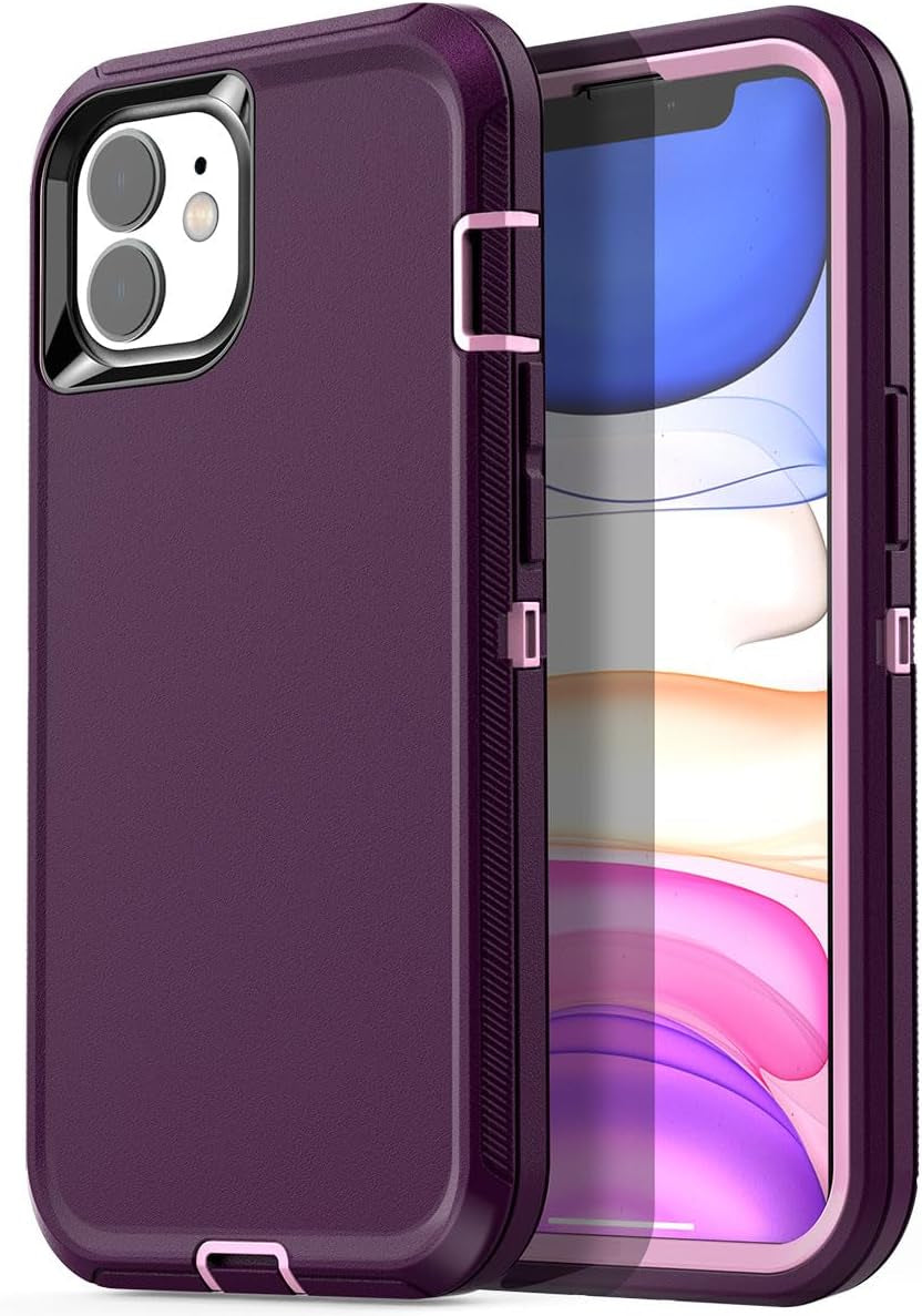 Aicase for Iphone 11 Case (6.1"), Heavy Duty Drop Protection Rugged Shockproof/Drop/Dust Proof 3-Layer Protective Durable Indestructible Phone Cover for Iphone 11, Black  AICase Night Purple/Baby Pink Iphone 11 