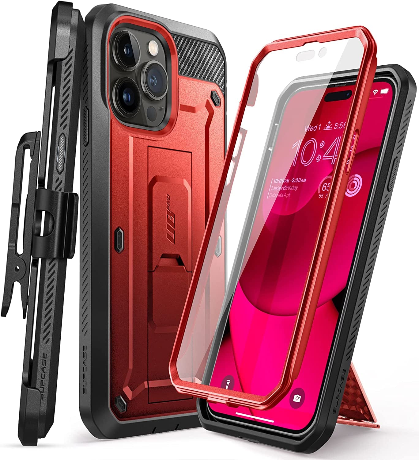 SUPCASE Unicorn Beetle Pro Case for Iphone 14 Pro 6.1", with Built-In Screen Protector & Kickstand & Belt-Clip Heavy Duty Rugged Case (Black)  SUPCASE Ruddy  