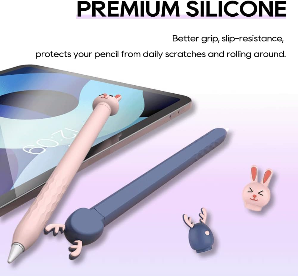 Case for Apple Pencil 2Nd Generation Case Sleeve Soft Silicone Cute Cartoon Rabbit Design Protective Cover Holder Accessories Compatible with Apple Pencil 2Nd Gen (Pink Rabbit)  Meowster   