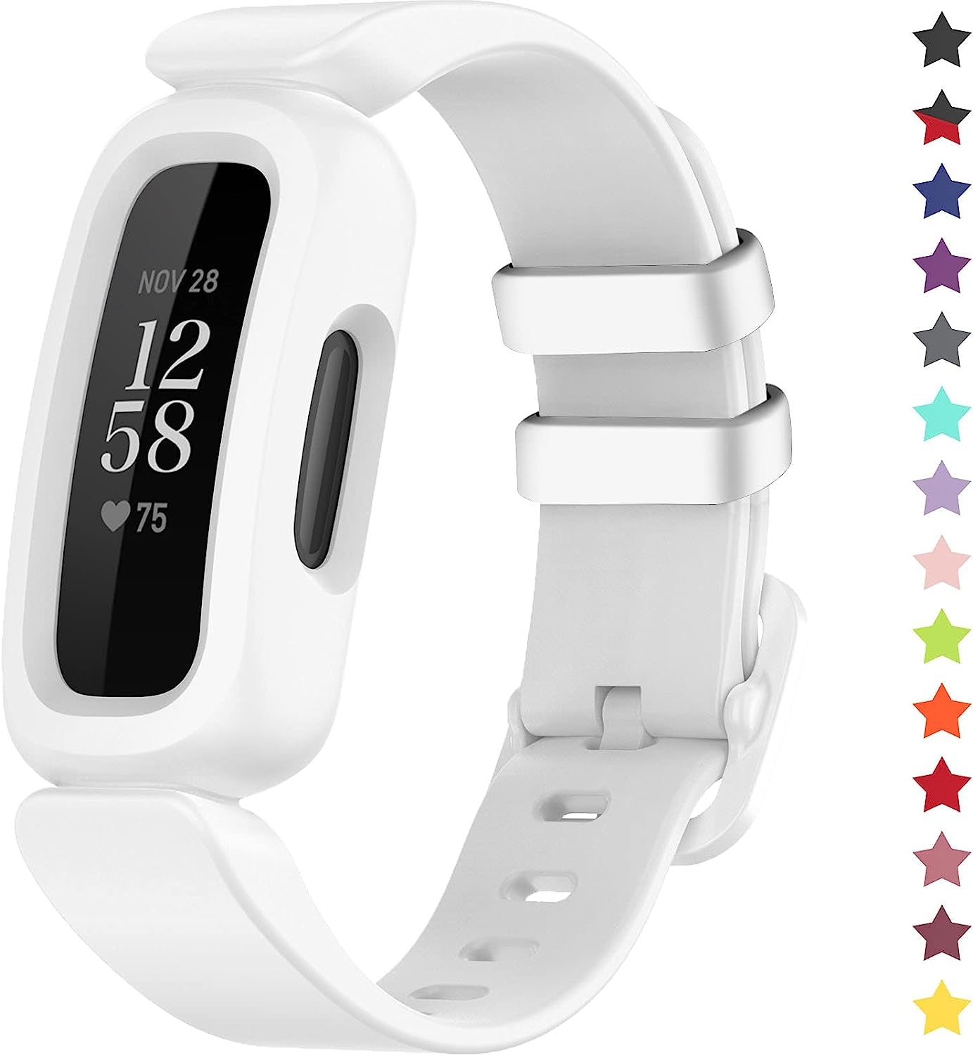 Topperfekt Bands Compatible with Fitbit Ace 3 for Kids, Soft Silicone Waterproof Bracelet Accessories Sports Watch Strap Replacement for Fitbit Ace 3 Boys Girls  TopPerfekt White  