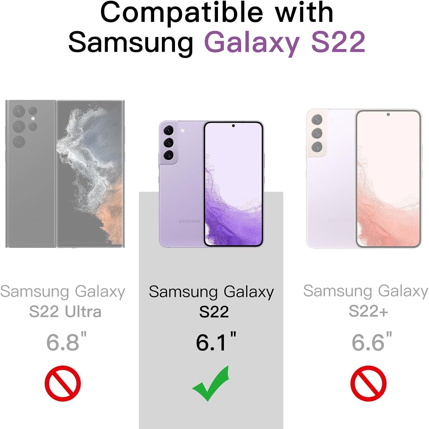 Jetech Case for Samsung Galaxy S22 5G 6.1-Inch, Non-Yellowing Shockproof Bumper Protective Phone Cover, Anti-Scratch Hard PC Back (Purple)  JETech   