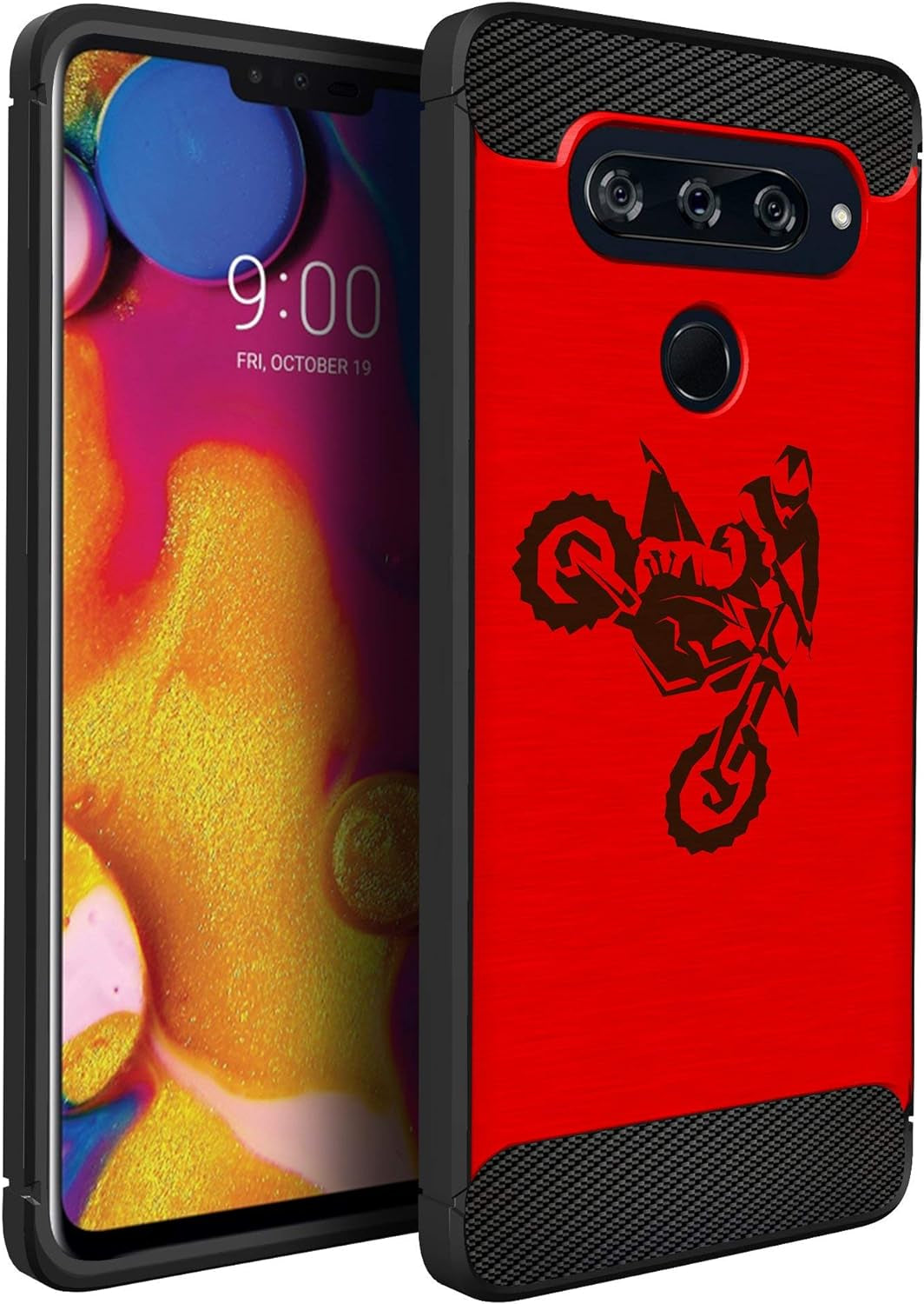 Casesondeck Sports Case Compatible with LG V40 Thinq- Flex Max Matte TPU Perfect Fitted Case Slim and Elegant (Soccer Fire)  CasesonDeck Motocross  