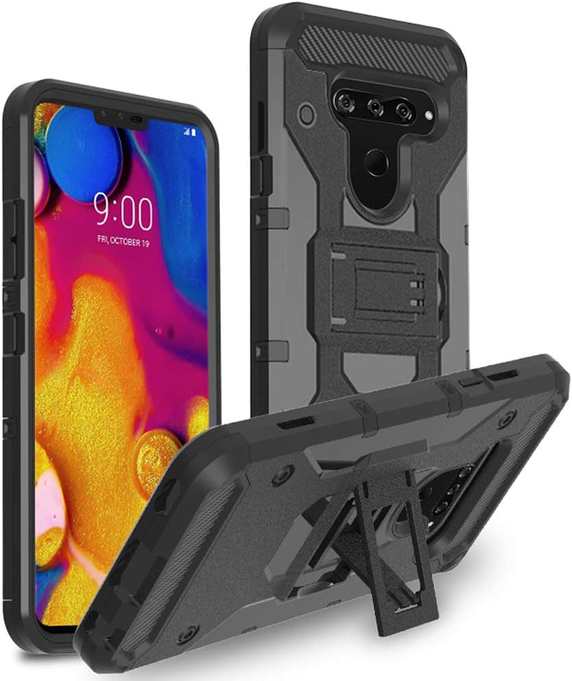 Telegaming LG V40, LG V40 Thinq Case with HD Soft Screen Protector, Heavy Duty Shock Absorption Hybrid Rugged Case Belt Clip Holster Tough Back Cover for LG V40 / V40 Thinq  Ivy   