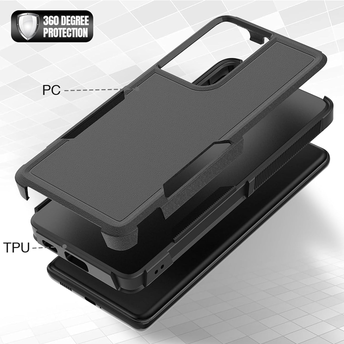 For Samsung Galaxy S21 Ultra Case: Dual Layer Protective Heavy Duty Cell Phone Cover Shockproof Rugged with Screen Protector - Military Protection Bumper Tough - Samsung Galaxy S21 Ultra 5G, Black  Jinxian Co., Ltd.   