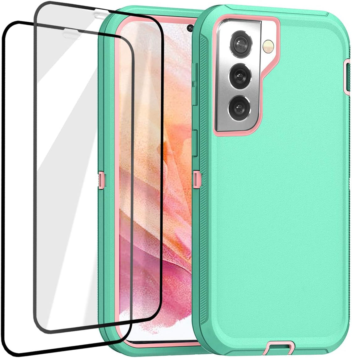 Aicase for Galaxy S21 plus Case with Screen Protector, Heavy Duty Drop Protection Full Body Rugged Shockproof/Dust Proof 3-Layer Military Grade Tough Durable Phone Cover for Samsung Galaxy S21 Plus  AICase Aqua Mint/Baby Pink Galaxy S21 Plus 