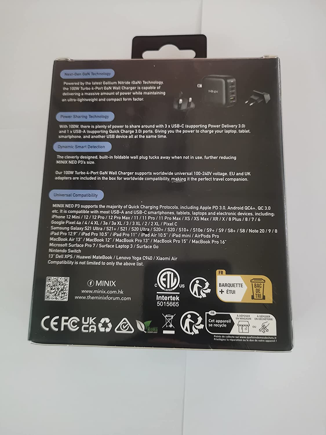 MINIX NEO P3 100W Turbo 4-Ports Gan Wall Charger, 3 X USB-C Port Fast Charging Adapter(Max 100W/20W), 1 USB-A (Max 18W). Compatible with Macbook Pro Air, Ipad Pro, Iphone 13,12,Galaxy S9 and More.  MINIX Technology Limited   