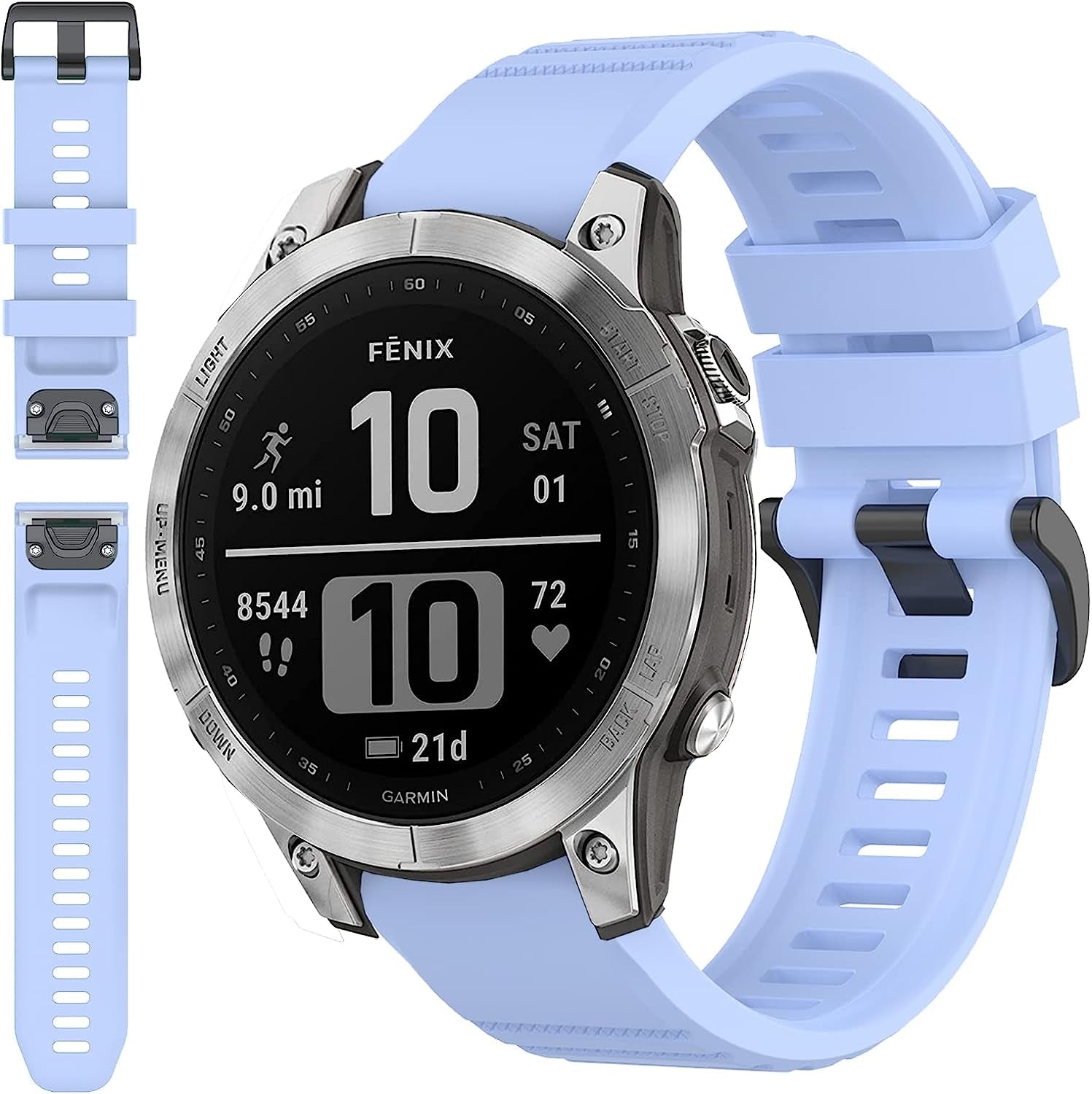 Miimall Compatible for Garmin Fenix 7 Watch Band 22Mm Sport Soft Silicone Flexible Watch Strap Quick Fit Silicone Band Strap for Garmin Fenix 7/7 Sapphire Solar/Fenix 6/6 Pro//Fenix 5 22Mm(Green)  Miimall Cornflower Blue  