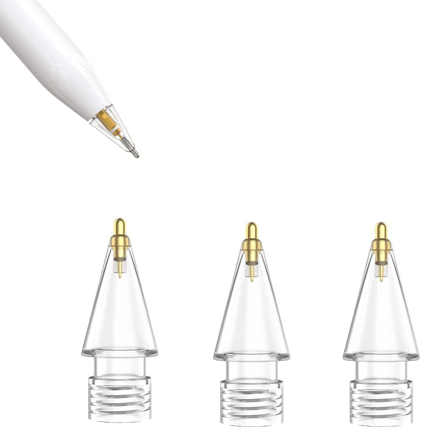Compatible with Upgraded [Pen like ] Pencil Tips Fits for Apple 2Nd 1St Gen Ipad Pro Pencil, Replacement Ipencil Nibs for Ipad Pro Pencil,No Wear Out Fine Point Precise Control Resistance White&Clear  LOVE MEI gold  