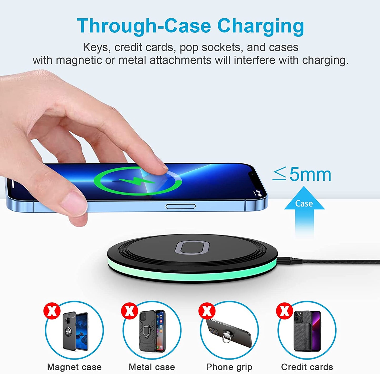Wireless Charger, 15W Fast Wireless Charging Pad with QC 3.0 Adapter for Samsung Galaxy S23/S23 Ultra/S22/S21/S20/S10/S9/S8/S7, Z Flip4, Z Fold4, Pixel 7A/7/7 Pro/6/5/4 XL, Iphone 14/13/12/11/X/8, LG  Shenzhen Chuang Wei Da Technology Co., LTD   