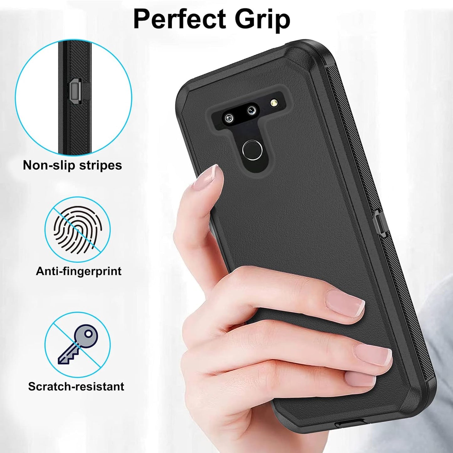 Asuwish Phone Case for LG G8 Thinq Cell Cover Hybrid Rugged Shockproof Hard Protective Drop Proof Full Body Slim Heavy Duty Mobile Accessories LGG8 Thin Q G 8 LG8 G8Thinq Lgg8Thinq 8G Women Black  Asuwish   