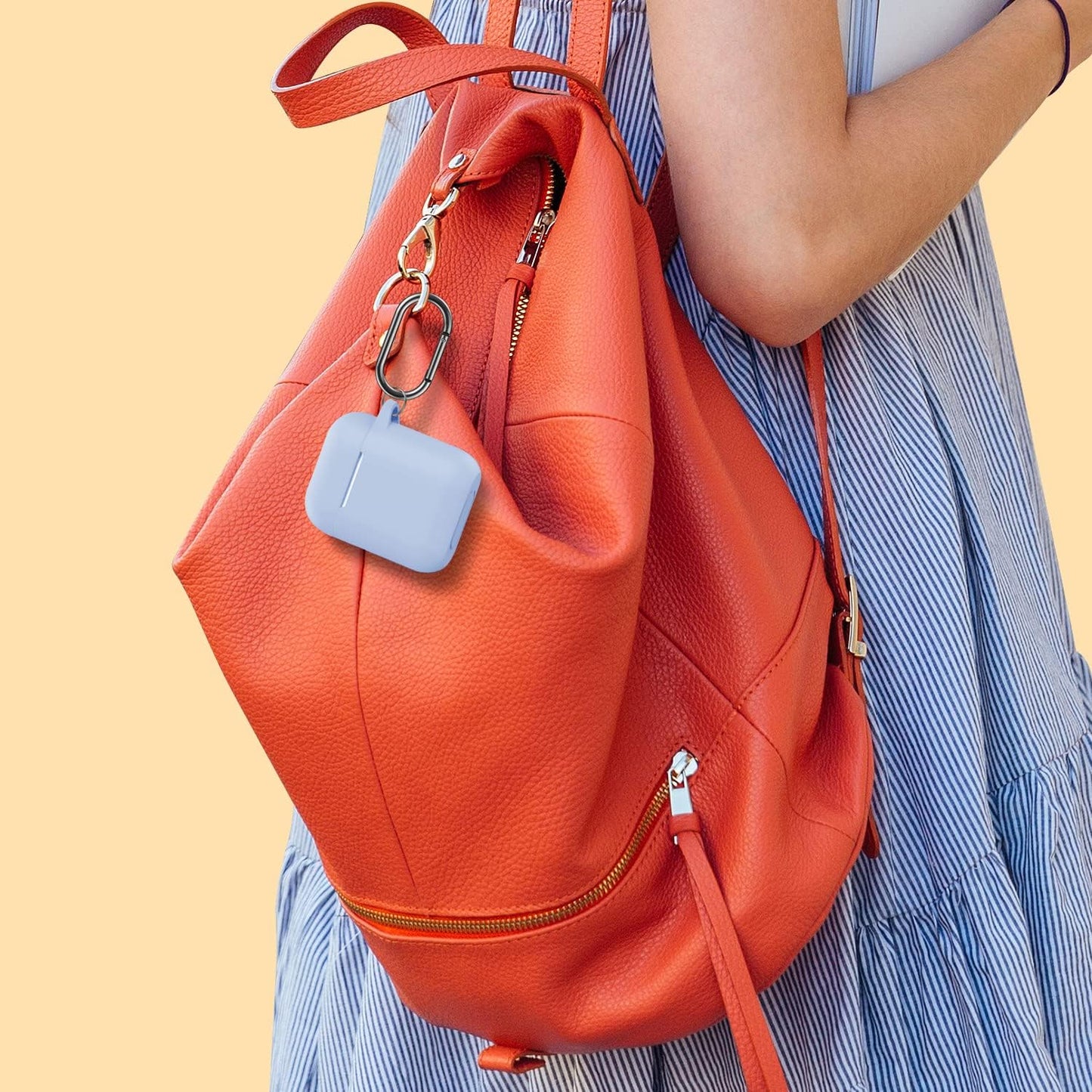 ATUAT Airpods Case Cover, Full Protective Silicone Skin Dust-Proof Designed for Apple Airpods 1St 2Nd Generation with Keychain, Front LED Visible, Light Blue  ATUAT   