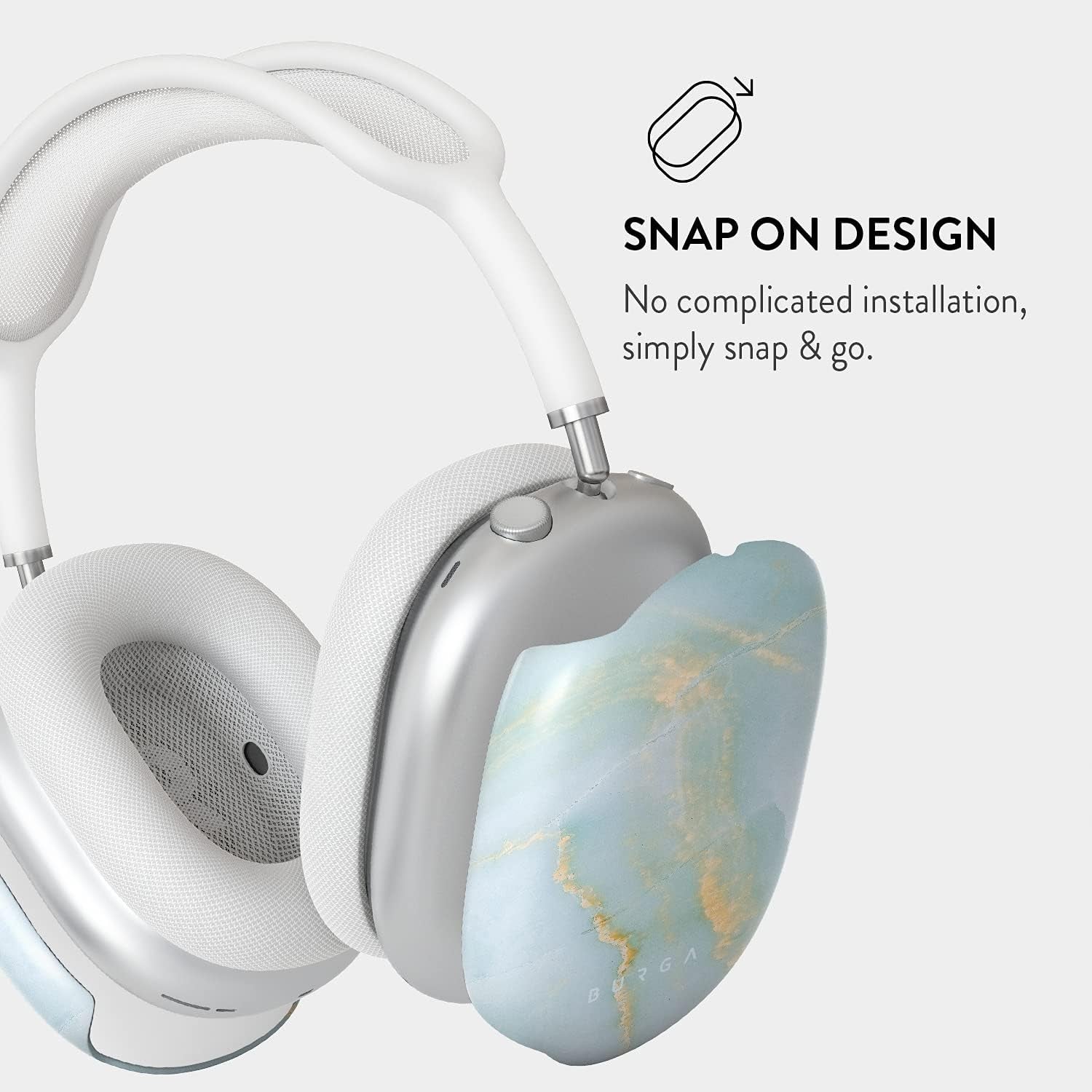 Burga Airpod Hardcase Compatible with Apple Airpods MAX Case, Sky Blue Mint Green Gold Dusts Marble Turquoise Azure Ocean Cute Case for Women, Protective Hard Plastic Case Cover  BURGA   