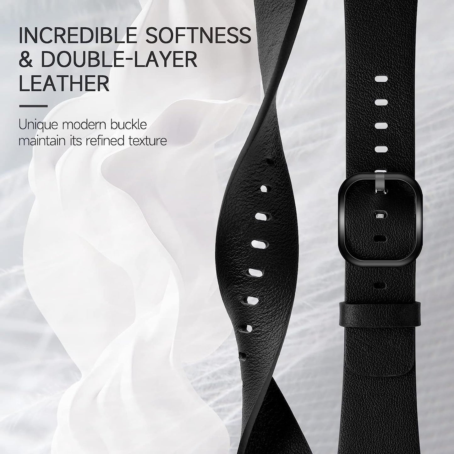 Eyamumo Thin Leather Band Compatible with Apple Watch Bands 41Mm 40Mm 38Mm Women, Genuine Leather Bands Wristbands Replacement Straps for Apple Iwatch SE2 SE Series 8 7 6 5 4 3 2 1  Eyamumo   