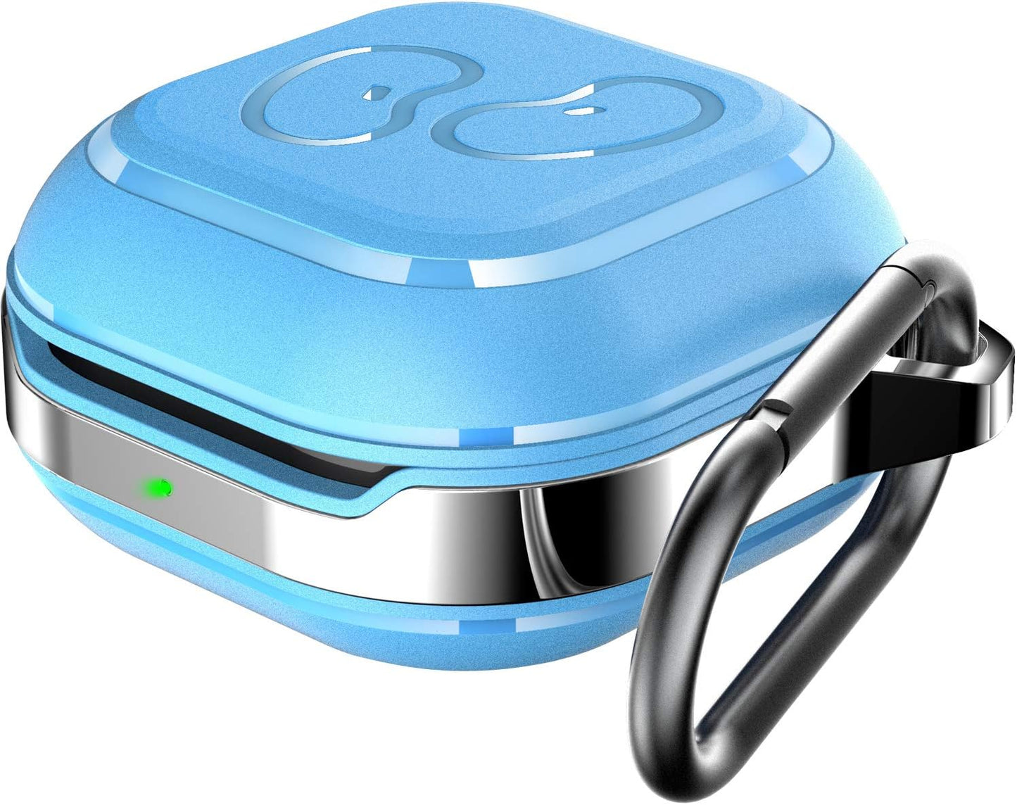 HALLEAST for Galaxy Buds 2 Pro Case 2022/ Galaxy Buds 2 Case 2021/ Galaxy Buds Pro Case 2021/ Galaxy Buds Live Case 2020, TPU Cover Metal Alloy Carrying Case with Keychain Clip, Black  HALLEAST Sky-Blue  