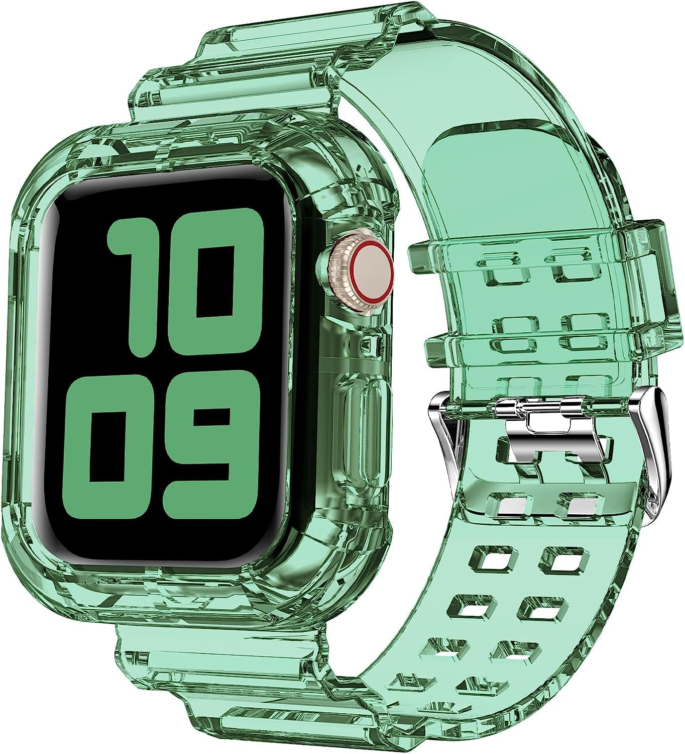 DABAOZA Compatible for Clear Apple Watch Band 38Mm 40Mm 41Mm 42Mm 44Mm 45Mm with Case, Women Girl Glitter Clear Bling Crystal Sport Strap and Bumper for Iwatch Band Ultra SE Series 8/7/6/5/4/3/2/1  DABAOZA Clear Green 41mm/40mm/38mm 