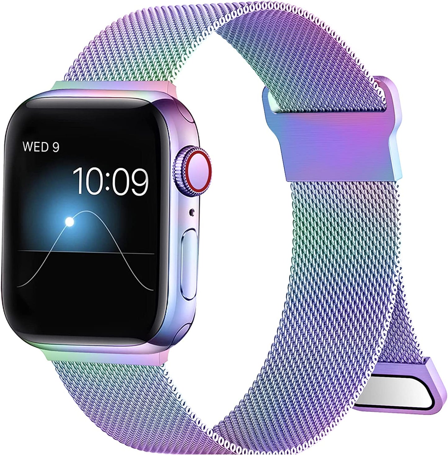 ZXCASD Metal Bands Compatible with Apple Watch Band 42Mm 44Mm 45Mm 49Mm Women Men,Silver Loop Adjustable Mesh Strap for Iwatch Series 8 7 6 5 4 3 2 1 SE Ultra  ZXCASD-20 Colorful 42mm 44mm 45mm 49mm 