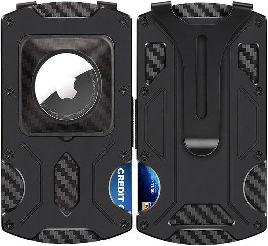 BREXFIRE Airtag Wallet for Men Carbon Fiber RFID Blocking Slim Credit Card Holder Minimalist Wallet with Money Clip Removable Air Tag Case (No Airtag Included)  BREXFIRE   