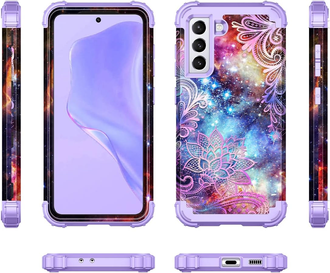 Rancase for Galaxy S21 5G Case,Three Layer Heavy Duty Shockproof Protection Hard Plastic Bumper +Soft Silicone Rubber Protective Case for Samsung Galaxy S21 5G 6.2 Inch,Purple Mandala  Rancase   