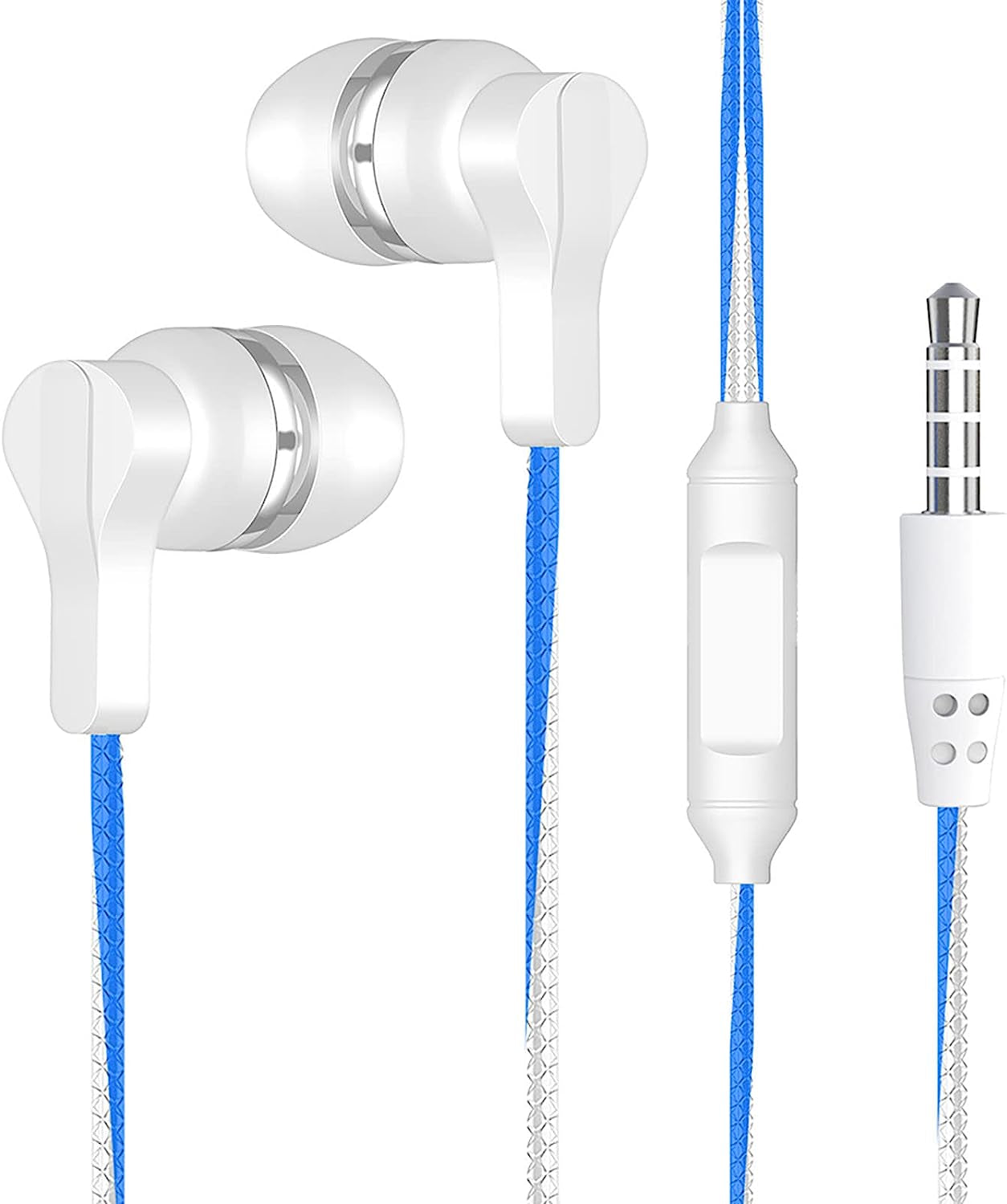 FUELEGO Fashion Noise Canceling Wired Headphones with Mic 3.5Mm Portable Wired Headphones for Ios Android Smartphone Laptop MP3 Gaming Walkman (Black)  FUELEGO White1  