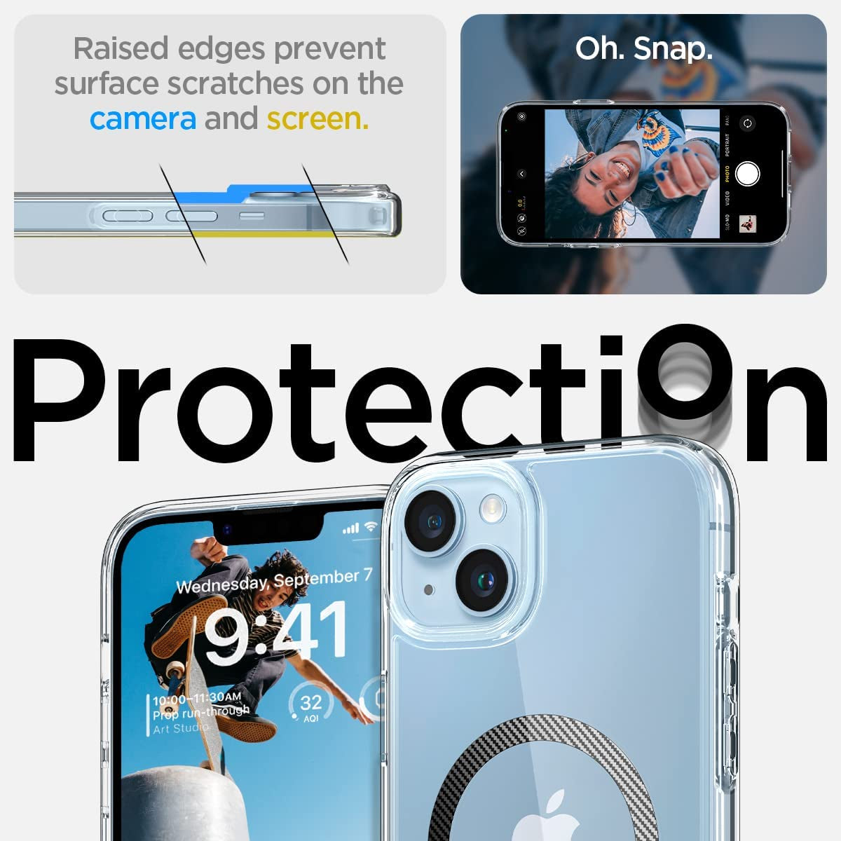 Spigen Ultra Hybrid (Magfit) [Anti-Yellowing Technology] Designed for Iphone 14 Case (2022) - Carbon Fiber  Spigen   