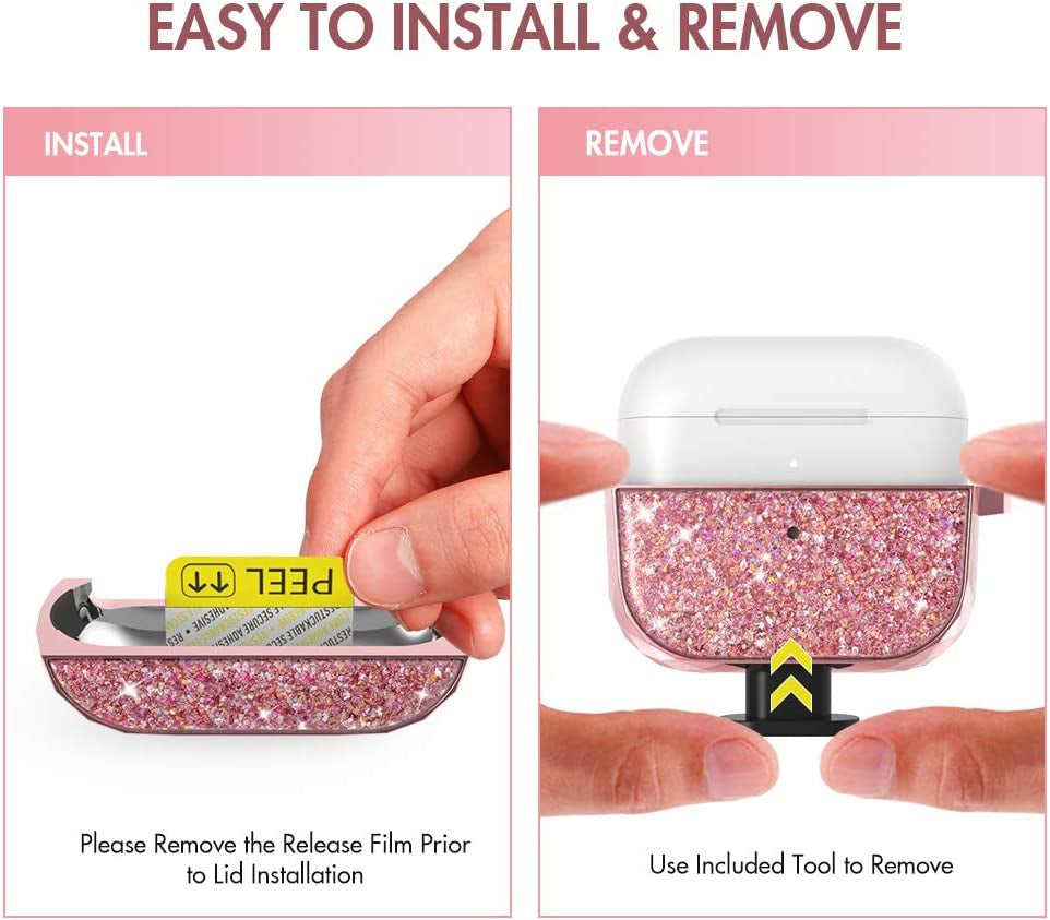 Ahastyle Airpods Pro Case Cover for Women Girls, Luxury Glossy Hard Shell Case Cover Accessories Compatible with Apple Airpods Pro Charging Case (Rose Gold)  AHASTYLE   