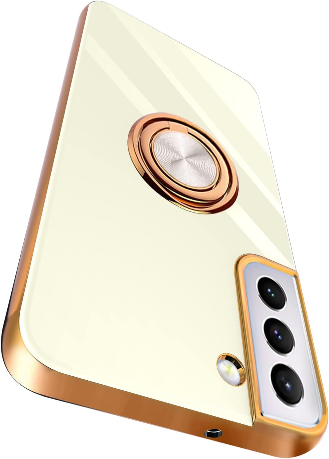 Tnarru Compatible for Samsung Galaxy S22 Case with Ring Holder Kickstand [With Magnetic] Soft TPU Shockproof Electroplated Protective Phone Case for Galaxy S22 5G Light Green  Tnarru White Galaxy S22 