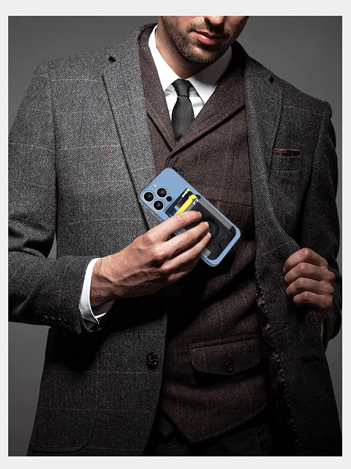 Miroddi for Magsafe Wallet with Airtag Holder, Magnetic Wallet Card Holder for Back of Iphone 14, 13 & 12 Series, Airtag Magsafe Leather Wallet, Hold up to 7 Cards, RFID Blocking Protection, Black  Miroddi   